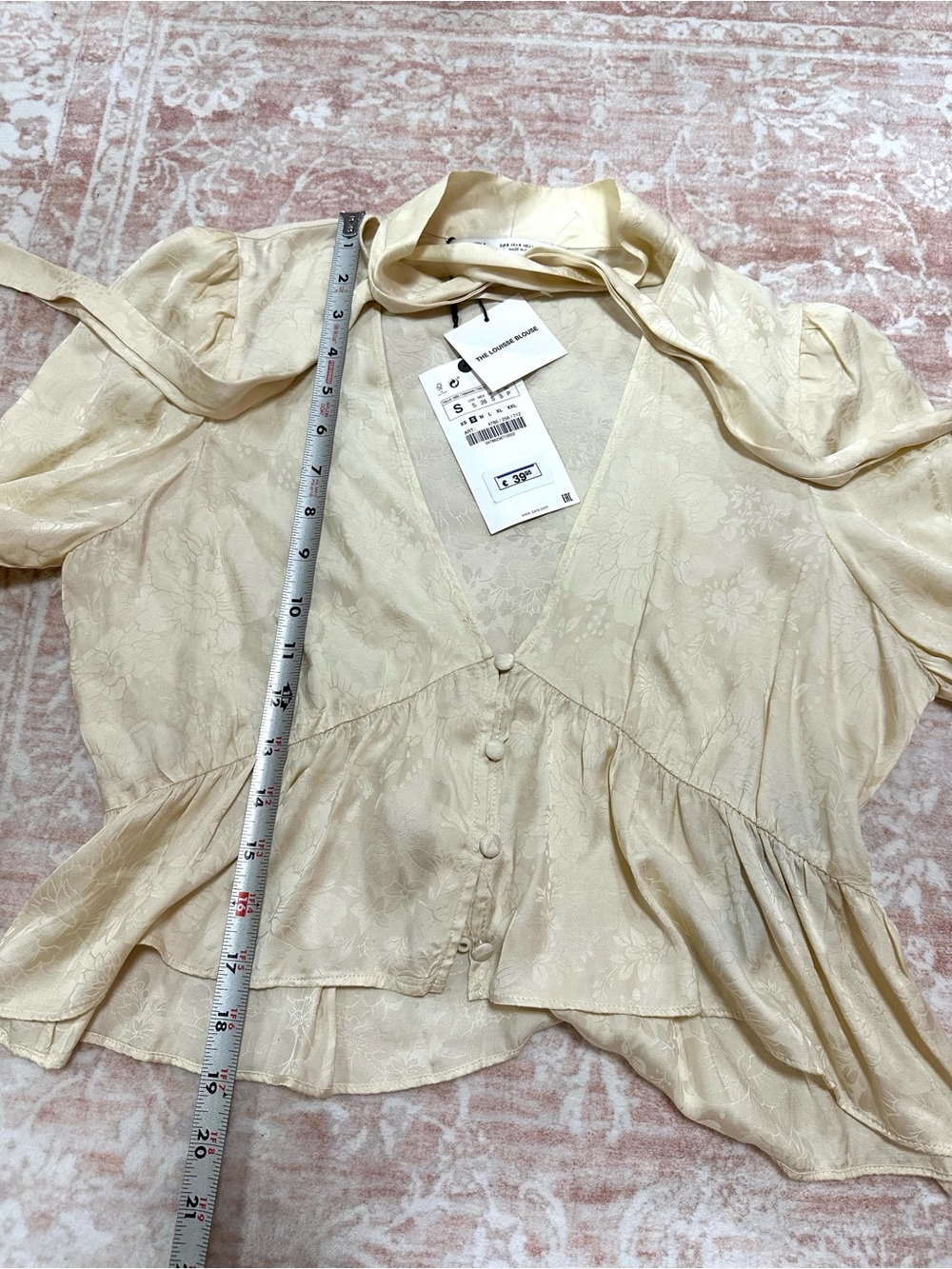 NWT Zara Satin Jacquard Blouse - Picture 11 of 12